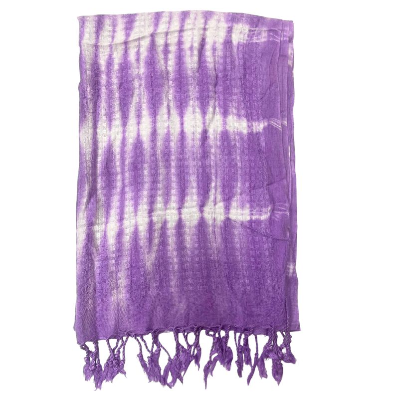 Boho Java Art Stole/Scarf - Lavender Stripes & Motif - 62x200cm