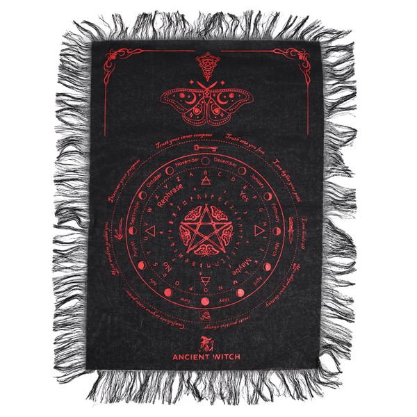 Mystic Moth - Pendulum Divination Cloth - Black & Blood Red