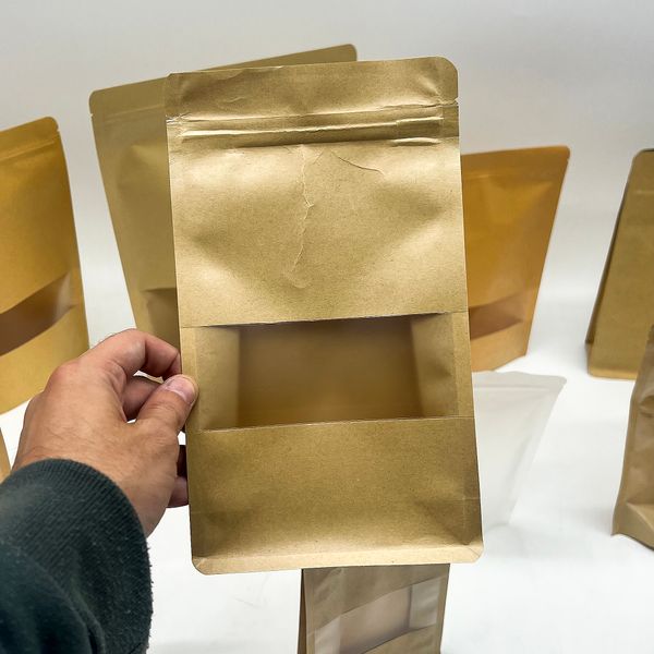 Kraft Squat Window Bags - 14x24cm