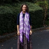 Boho Java Art Stole/Scarf - Lavender Stripes & Motif - 62x200cm