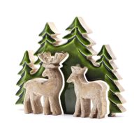 Lost in the Forest - Two Deer in the Forest 3D Wooden Decoration - 18x23cm