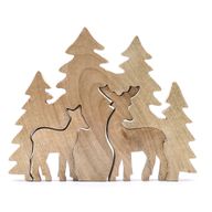 Lost in the Forest - Two Deer in the Forest 3D Wooden Decoration - 18x23cm
