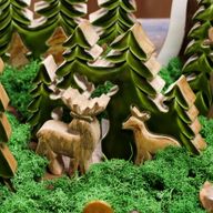 Lost in the Forest - Two Deer in the Forest 3D Wooden Decoration - 18x23cm