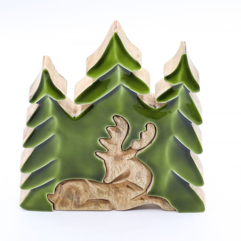 Lost in the Forest - Stag in the Forest 3D Wooden Decoration - 23x20cm