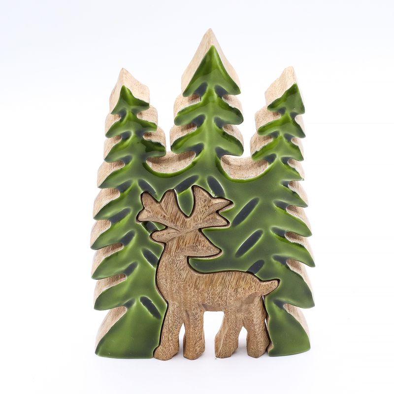 Lost in the Forest - Stag in the Forest 3D Wooden Decoration - 25x15cm