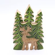 Lost in the Forest - Stag in the Forest 3D Wooden Decoration - 25x15cm
