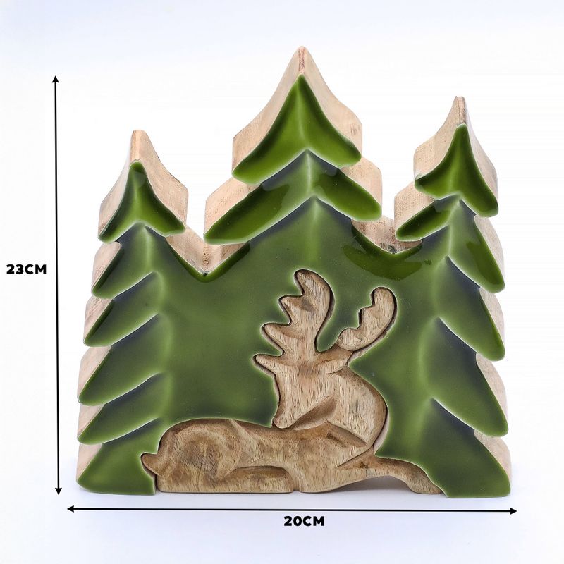 Lost in the Forest - Stag in the Forest 3D Wooden Decoration - 23x20cm