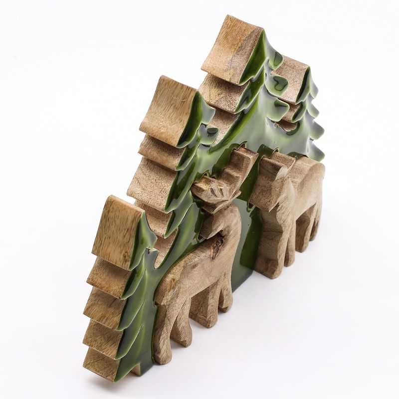 Lost in the Forest - Two Deer in the Forest 3D Wooden Decoration - 18x23cm