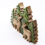 Lost in the Forest - Two Deer in the Forest 3D Wooden Decoration - 18x23cm