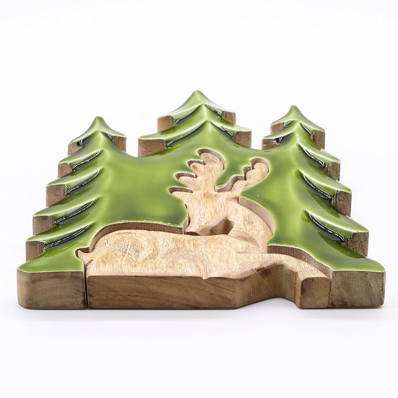 Lost in the Forest - Stag in the Forest 3D Wooden Decoration - 23x20cm