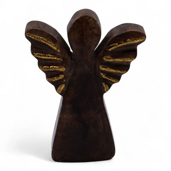 Small Mango Wood Angel - Gold Decor - 12cm