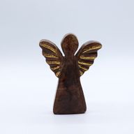 Small Mango Wood Angel - Gold Decor - 12cm