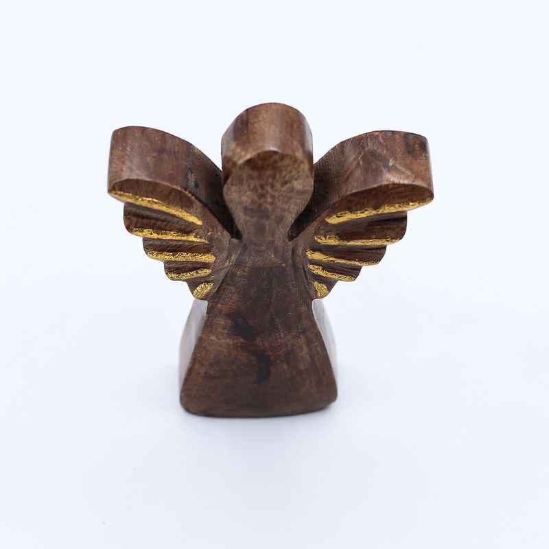 Small Mango Wood Angel - Gold Decor - 12cm