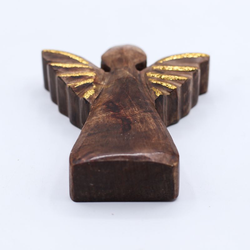 Small Mango Wood Angel - Gold Decor - 12cm