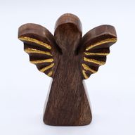 Med Mango Wood Angel - Gold Decor - 16cm