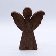 Med Mango Wood Angel - Gold Decor - 16cm