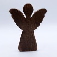 Lrg Mango Wood Angel - Gold Decor - 19cm