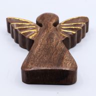 Lrg Mango Wood Angel - Gold Decor - 19cm