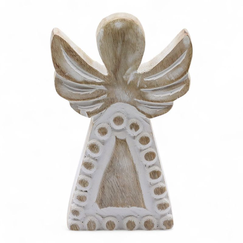 Mango Wood Angel - Whitewash - 13cm
