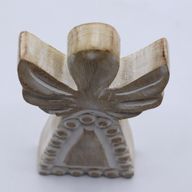 Mango Wood Angel - Whitewash - 13cm