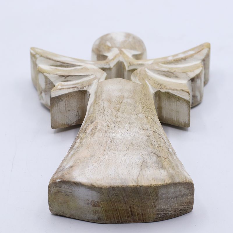 Mango Wood Angel - Whitewash with Star Cut Out - 18cm