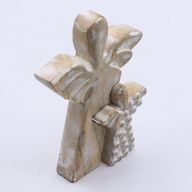 Mango Wood Angel in Angel - Whitewash - 15cm