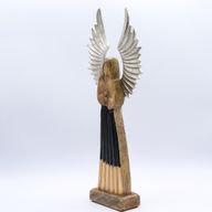 Large Mango Wood Gardian Angel Metal Wings & Enamel Detail - 40cm