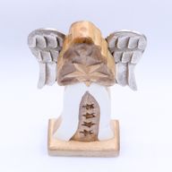 Large Mango Wood Star Angel Metal Wings & Enamel Detail - 30cm