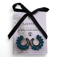 Teal Green - Vintage Glass - Loop - Earrings
