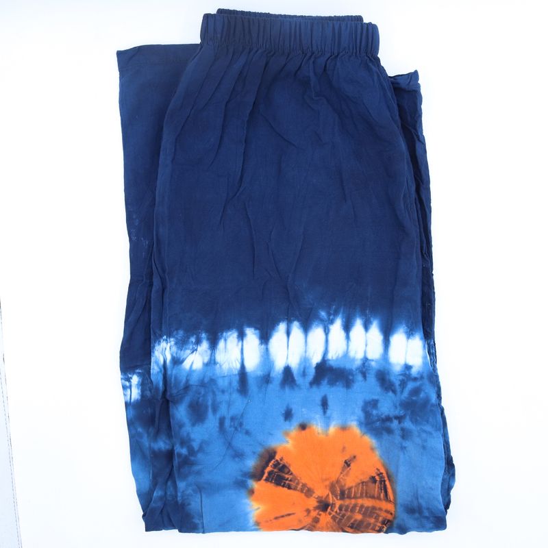 Japanese Style Lounge Pants - Large -Blue, Teal / Orange