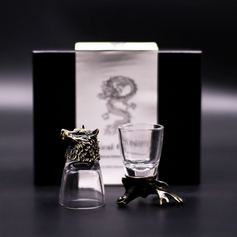 Bottom Up Shot Glasses (50ml) - Wild Forest Creatures - Antique Bronze