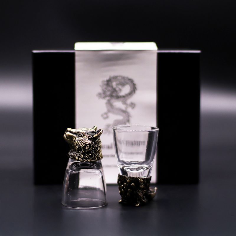 Bottom Up Shot Glasses (50ml) - Wild Forest Creatures - Antique Bronze