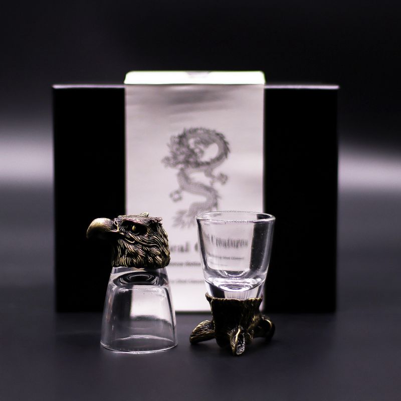 Bottom Up Shot Glasses (50ml) - Wild Forest Creatures - Antique Bronze