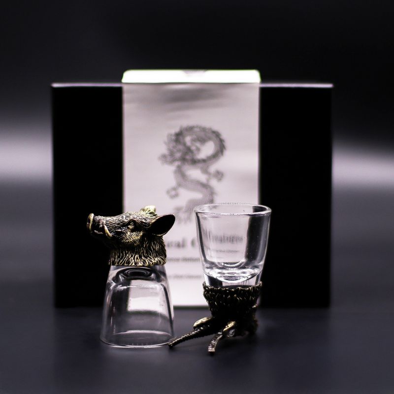Bottom Up Shot Glasses (50ml) - Wild Forest Creatures - Antique Bronze