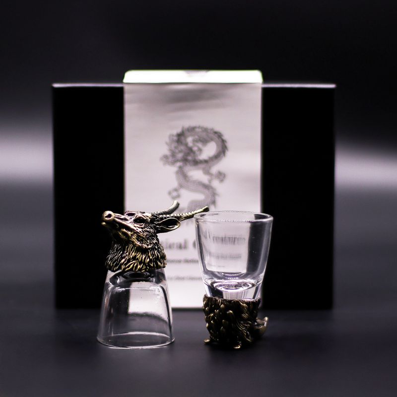 Bottom Up Shot Glasses (50ml) - Wild Forest Creatures - Antique Bronze