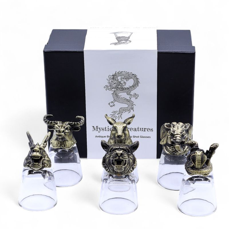 Bottom Up Shot Glasses (50ml) - Mystical Creatures - Antique Bronze