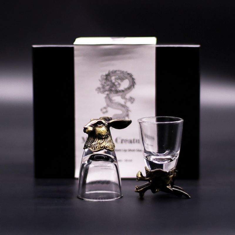 Bottom Up Shot Glasses (50ml) - Mystical Creatures - Antique Bronze
