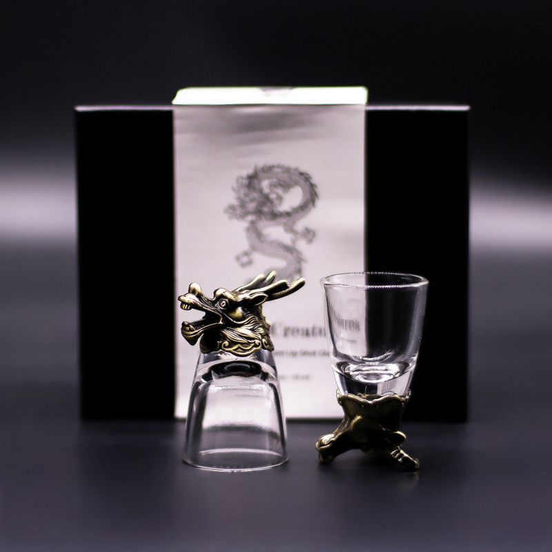 Bottom Up Shot Glasses (50ml) - Mystical Creatures - Antique Bronze