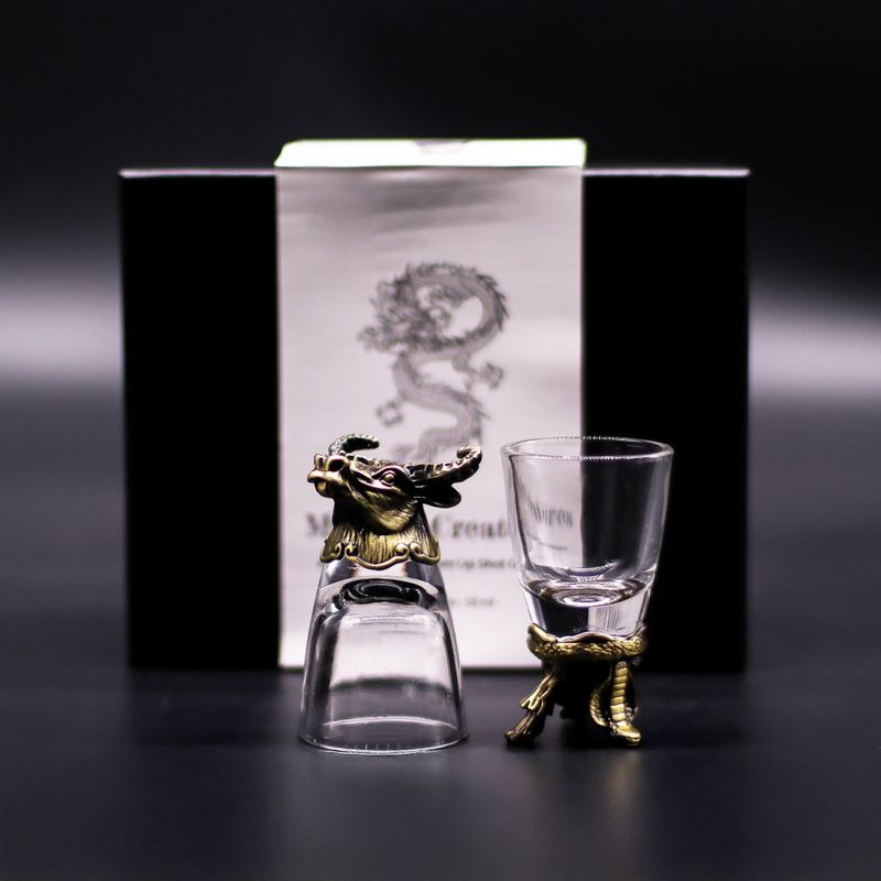 Bottom Up Shot Glasses (50ml) - Mystical Creatures - Antique Bronze