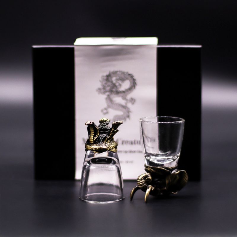 Bottom Up Shot Glasses (50ml) - Mystical Creatures - Antique Bronze