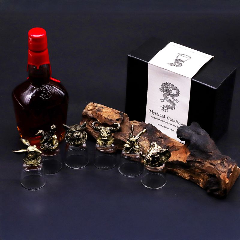 Bottom Up Shot Glasses (50ml) - Mystical Creatures - Antique Bronze