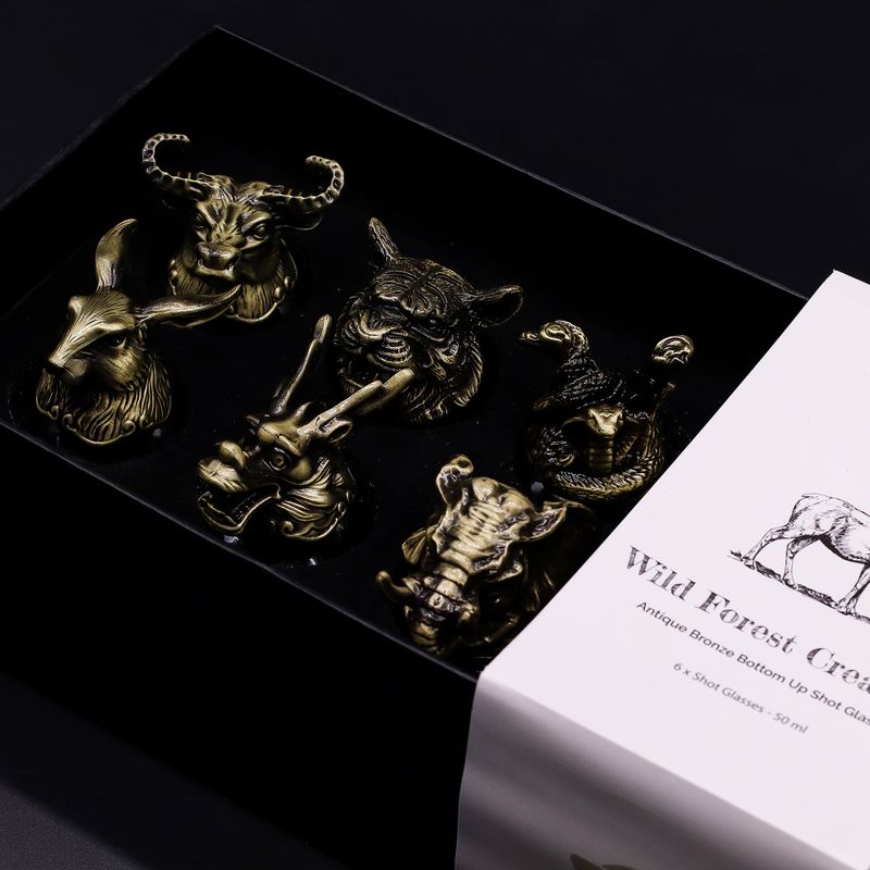 Bottom Up Shot Glasses (50ml) - Mystical Creatures - Antique Bronze