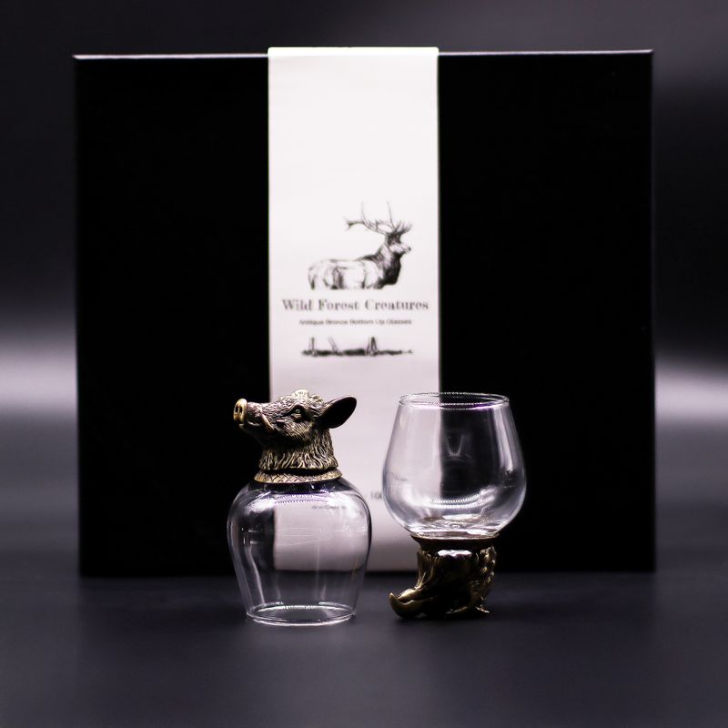 Bottom Up Glasses (100ml) - Wild Forrest Creatures - Antique Bronze