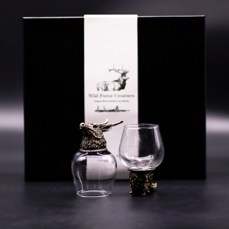 Bottom Up Glasses (100ml) - Wild Forrest Creatures - Antique Bronze
