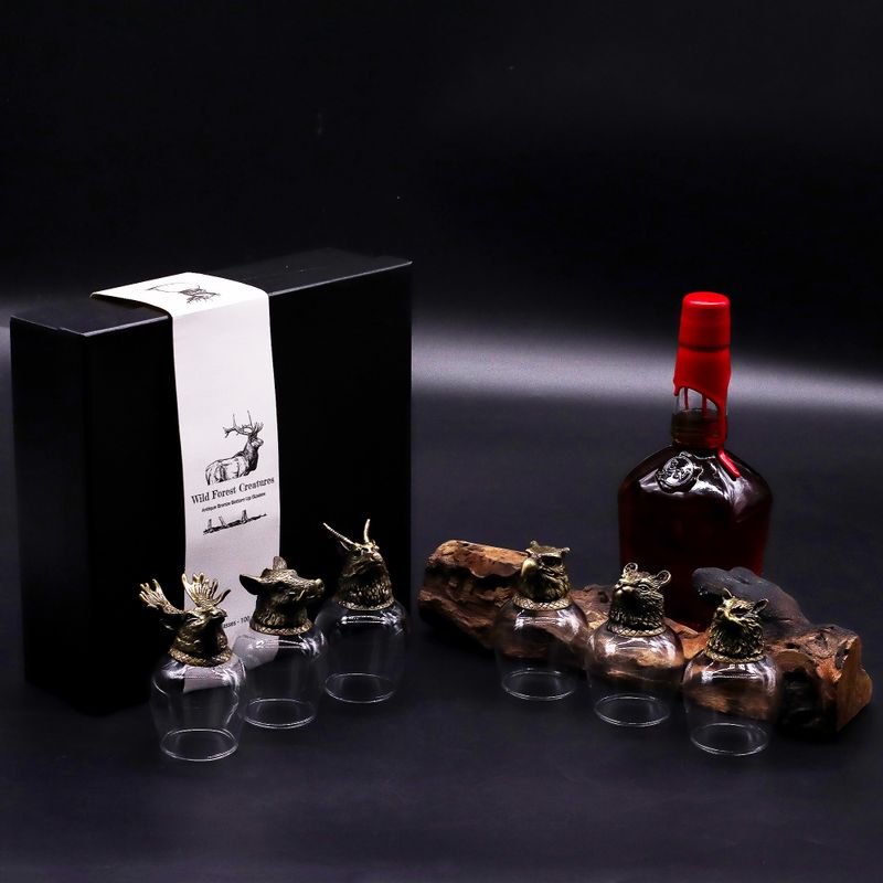 Bottom Up Glasses (100ml) - Wild Forrest Creatures - Antique Bronze