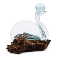 Molten Glass Duck Decanter on Wood with Stopper