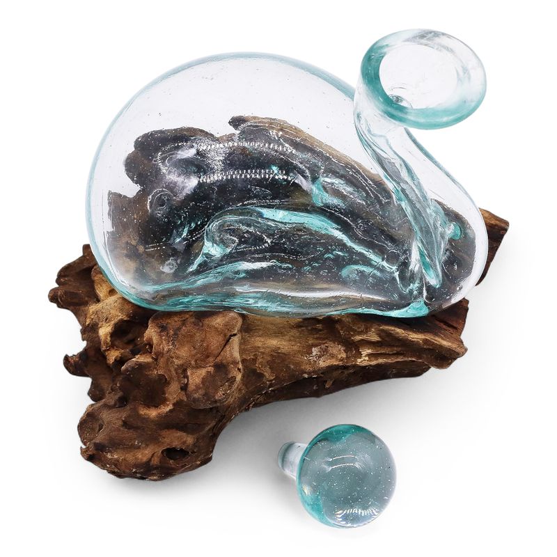Molten Glass Duck Decanter on Wood with Stopper