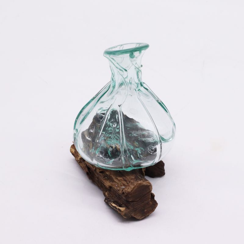 Molten Glass Fancy Mini Decanter on Wood