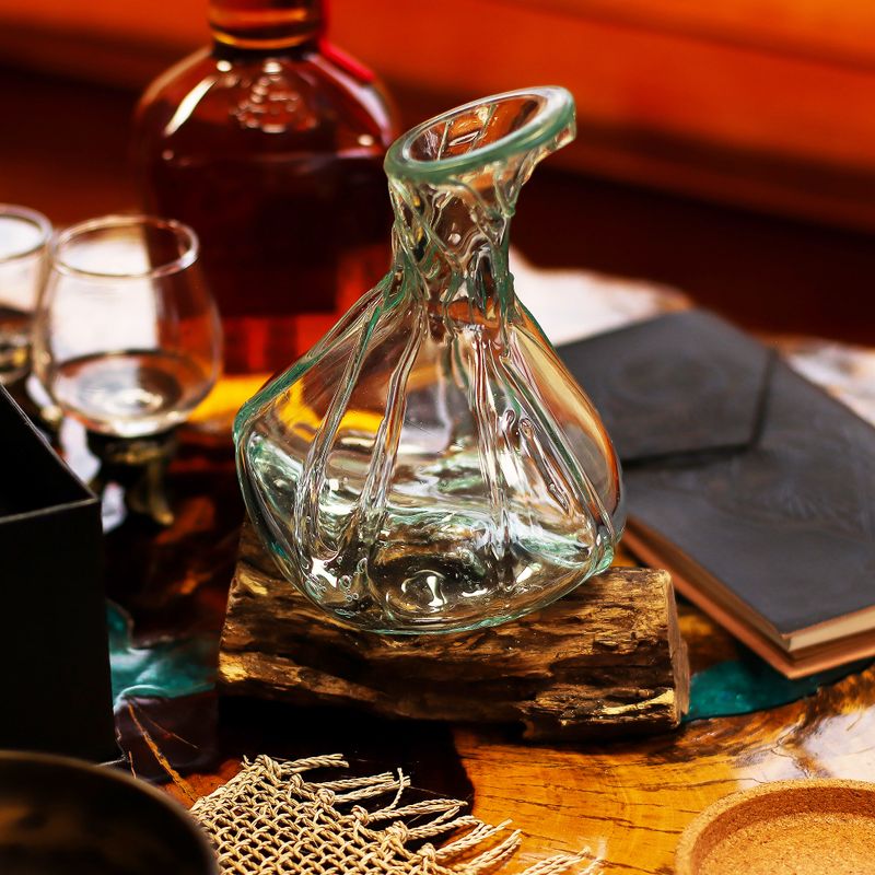 Molten Glass Fancy Mini Decanter on Wood