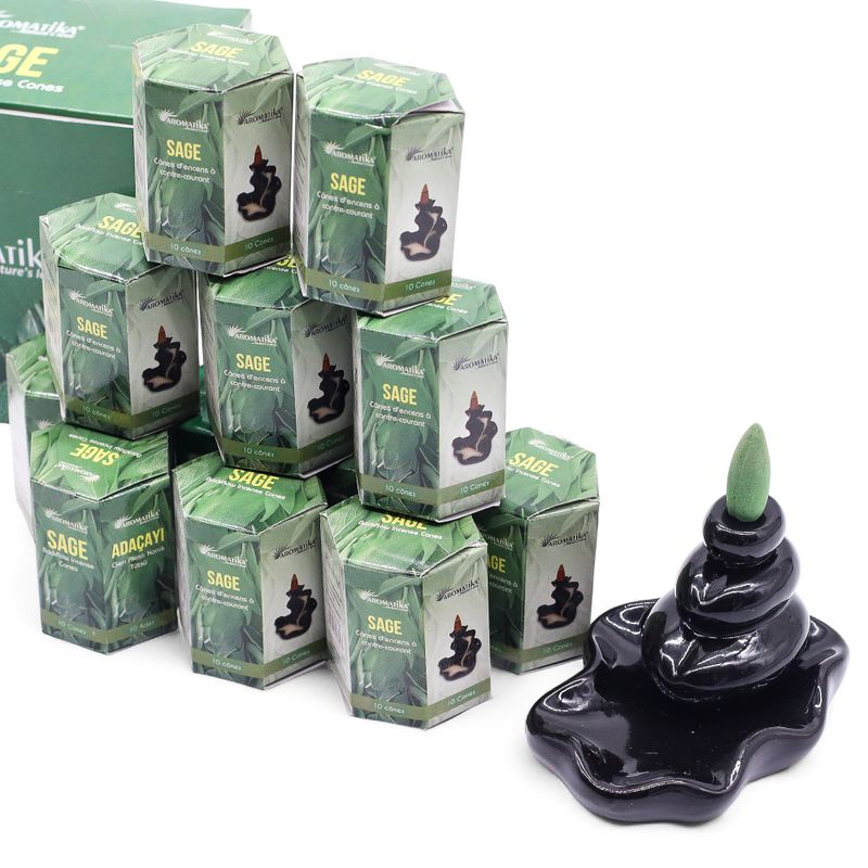Pack of 10 Masala Backflow Incense - Sage